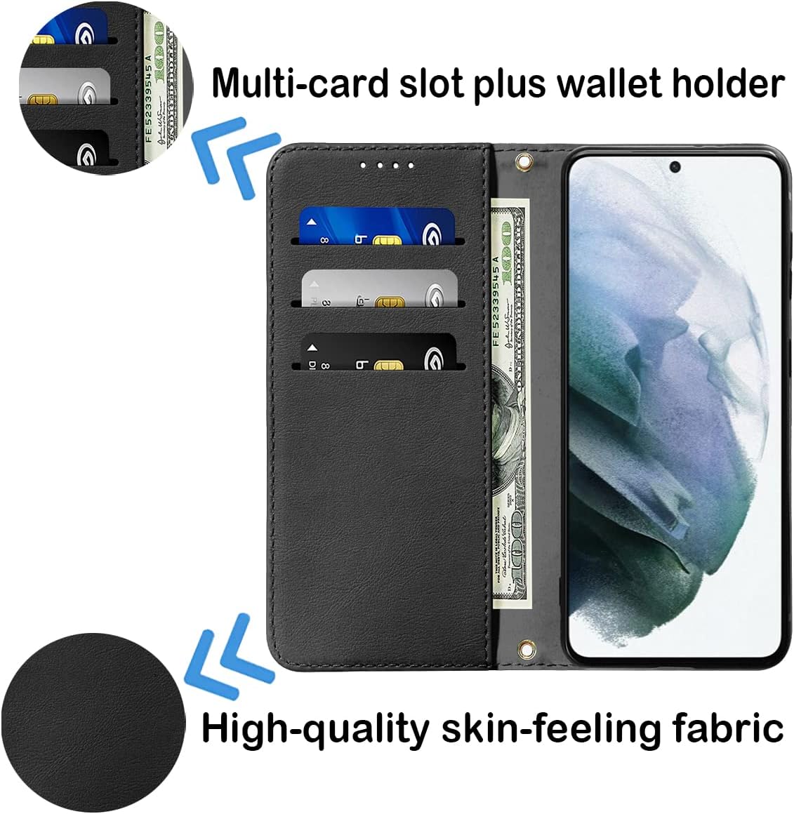 For Samsung Galaxy S21 Premium Leather PU Flip Cover Magnetic Shockproof Case - Image 3