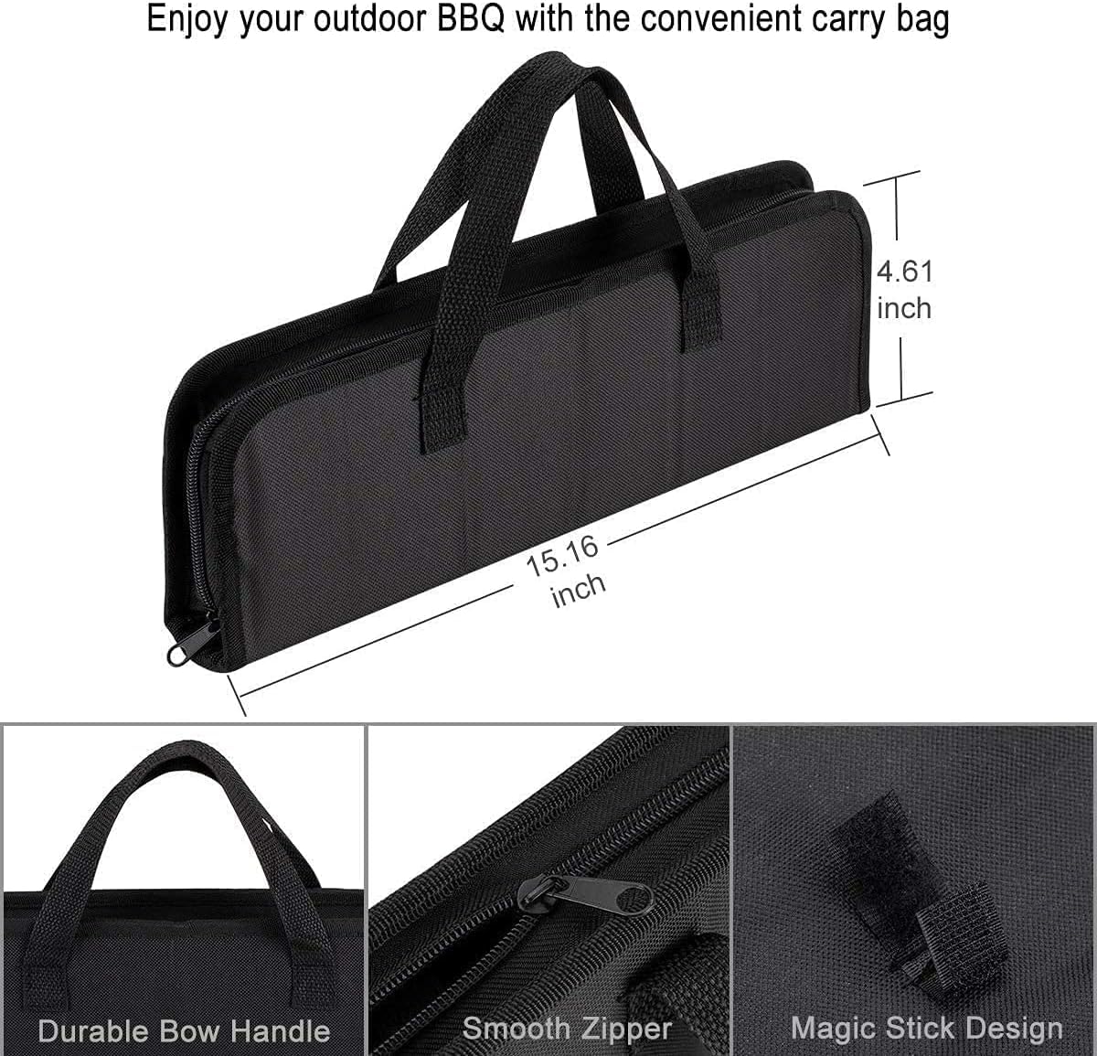 BBQ Grill Accessories Tools Set, Portable Case Stainless Steel Barbecue BBQ Set - Image 3