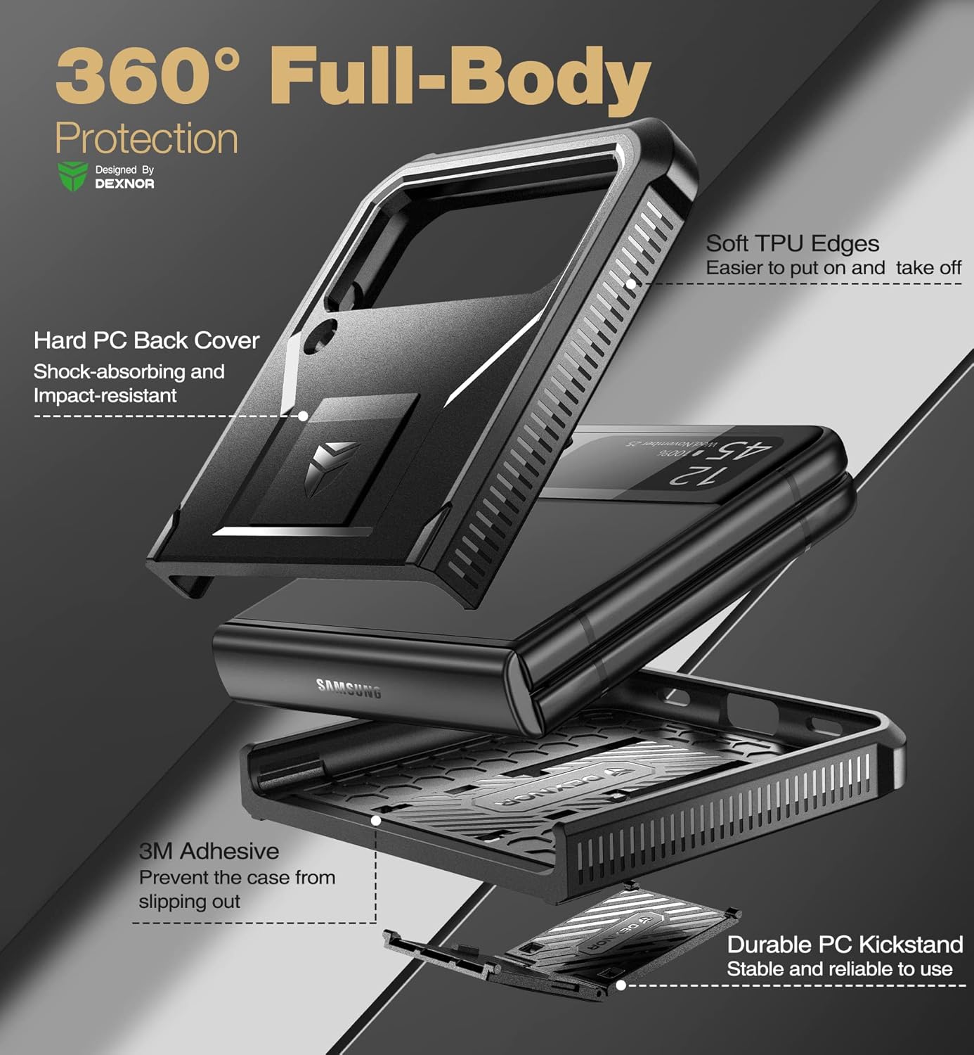 Samsung Galaxy Z Flip 4 5G, Full-Body Dual Layer Case with Screen Protector - Image 5