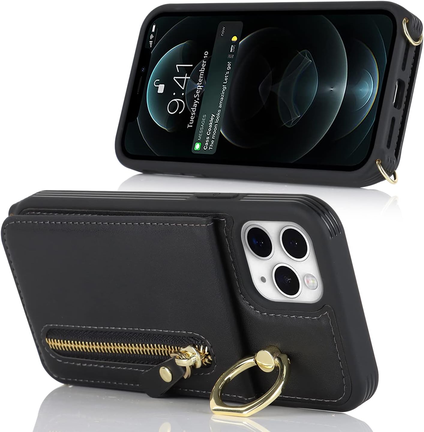 Vertical Flip Cover for iPhone 11 Pro Max Leather Case 6.5'' Crossbody Wallet - Image 3