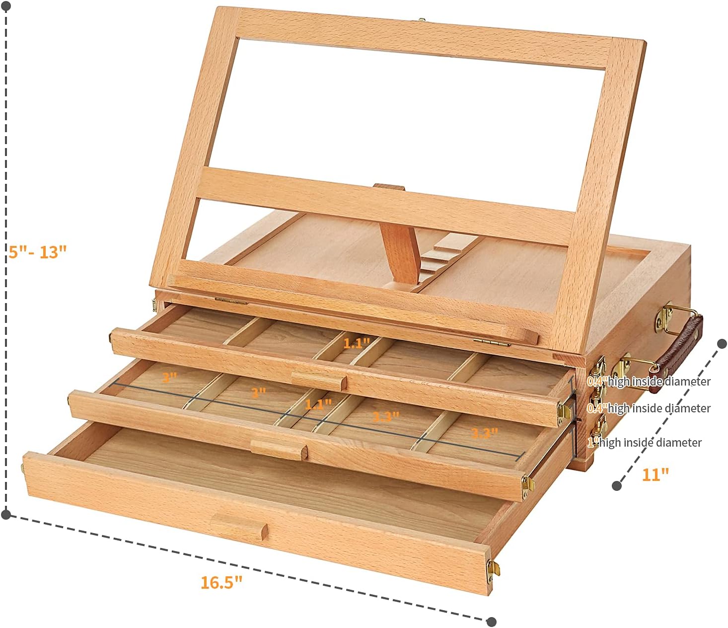 Artist Tabletop Sketchbox Easel- Multi-Function Adjustable Beech Wood Sketch Box - Image 5