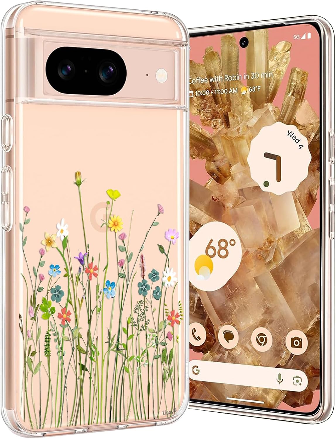 For Pixel 8 Clear Soft TPU Shock Absorption Slim Embossed Protective Case