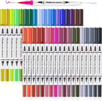 Art Markers Dual Tips Colouring Brush Pen & Fineliner Colour Pens, 36 Colours