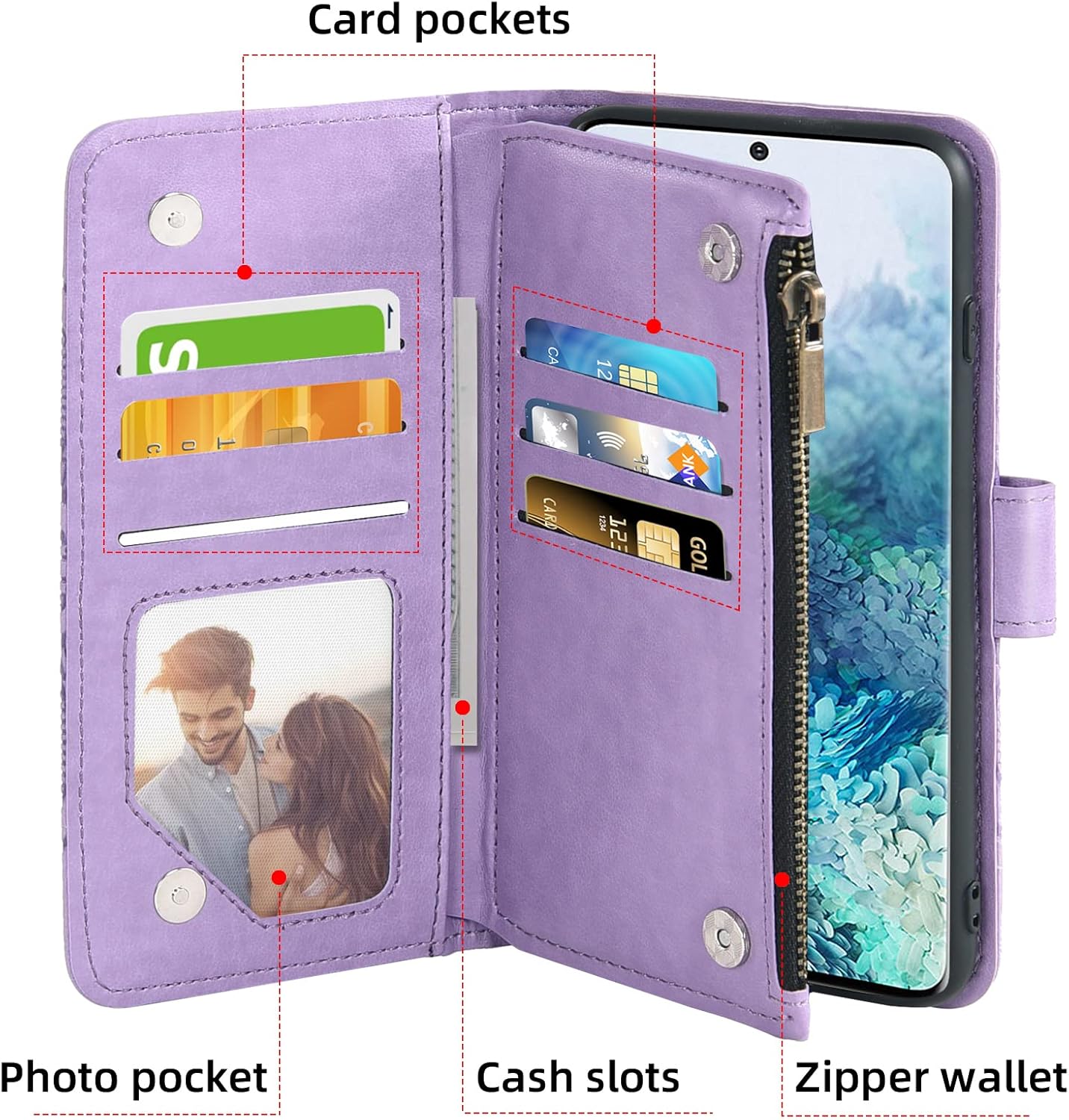 For Samsung Galaxy S20 6.2 inch Tempered Glass Screen Protector Leather Wallet - Image 3
