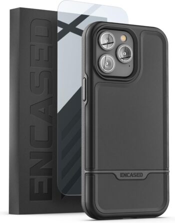 For iPhone 14 PRO MAX Case Ultra Protective Case w Tempered Screen - Black
