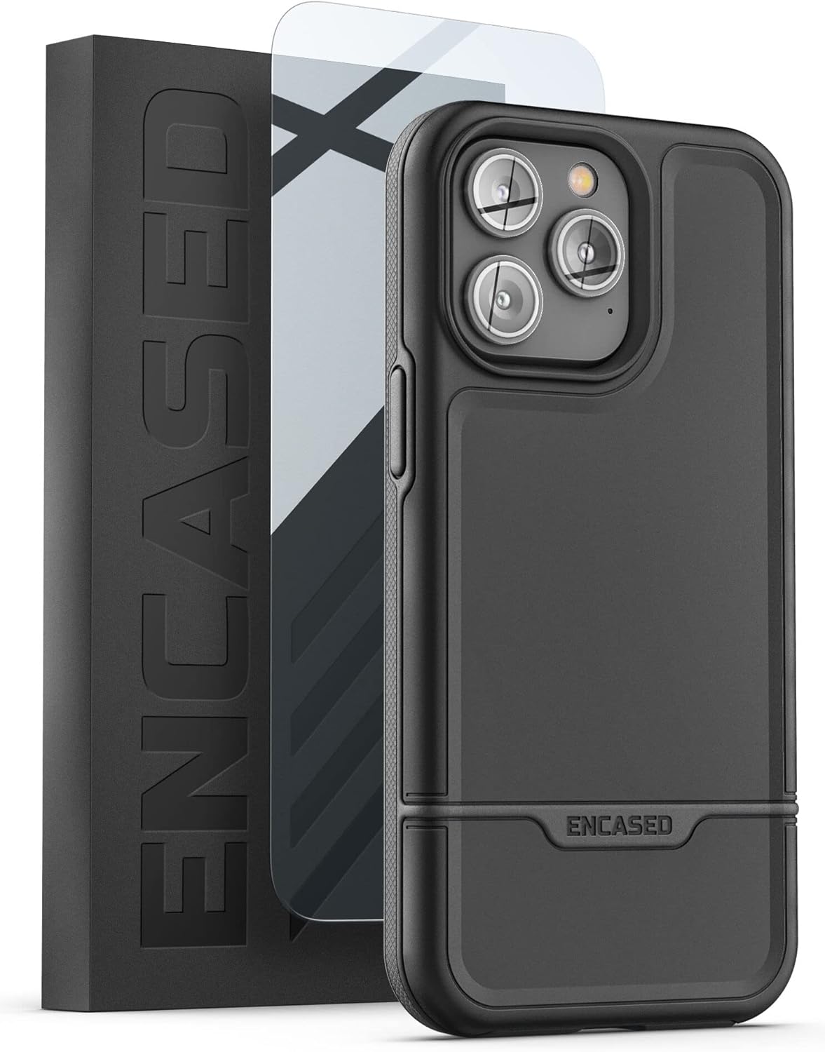 For iPhone 14 PRO MAX Case Ultra Protective Case w Tempered Screen - Black