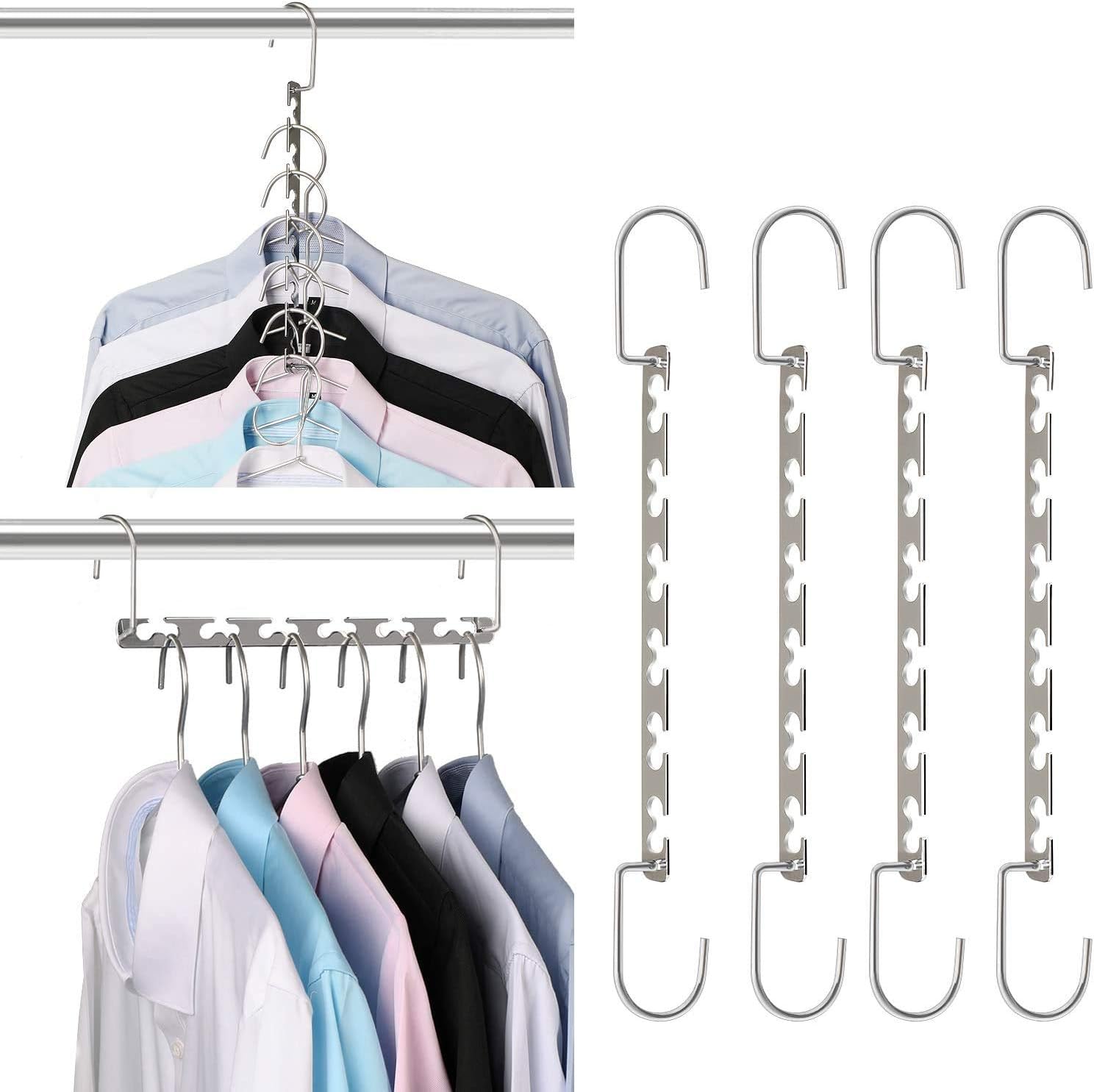 Coat Hanger, 4 Pack Space Saving Hanger, Magic Metal Cloth Hangers - Image 6