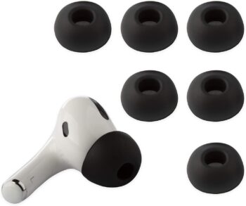 Silicone Replacement in-Ear Large Size Earbud for Airpods Pro Black-3 Pair-6 Pcs