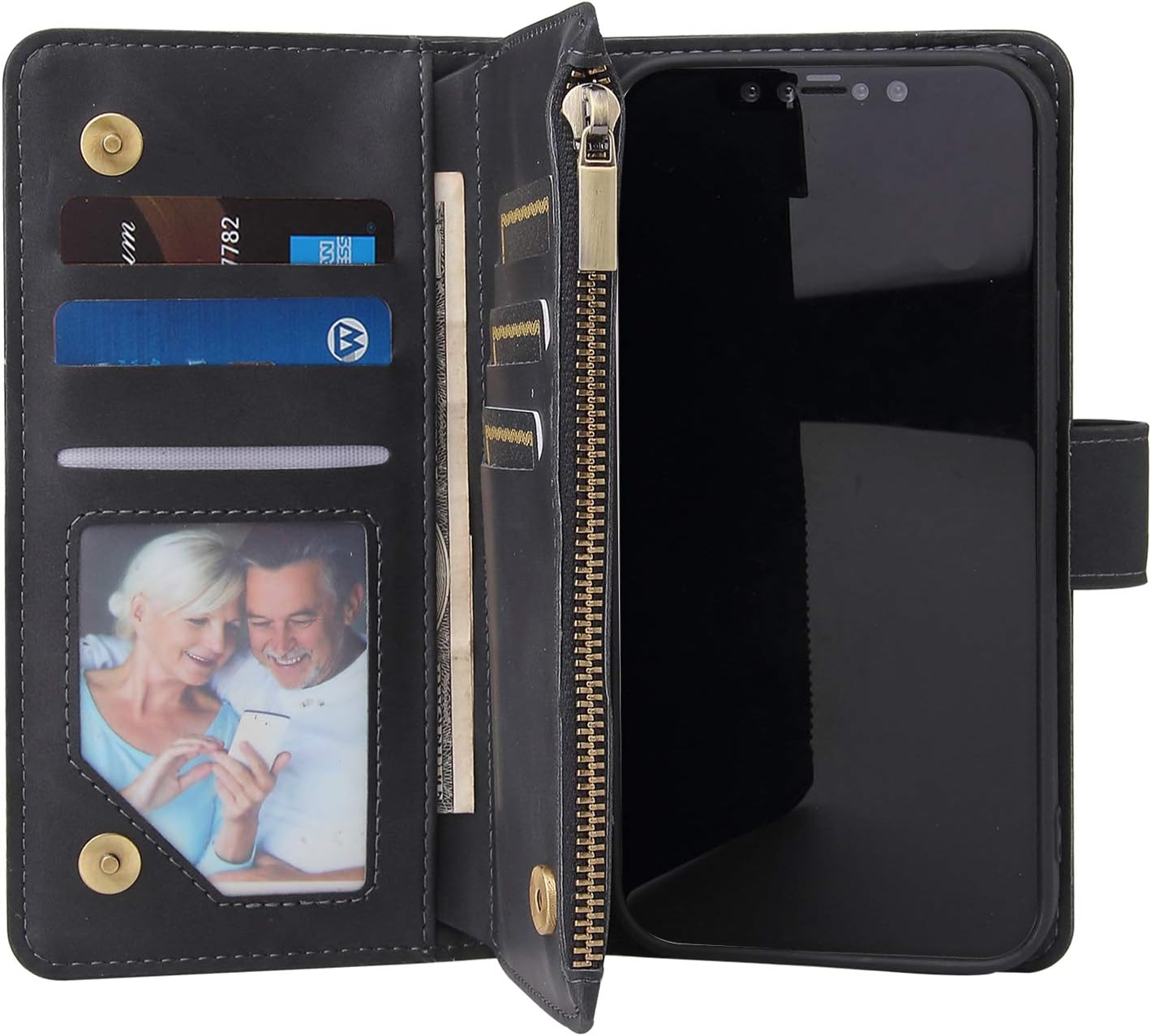 For iPhone 12 Pro 6.1" Tempered Glass Screen Protector and Flip Wallet Case - Image 3