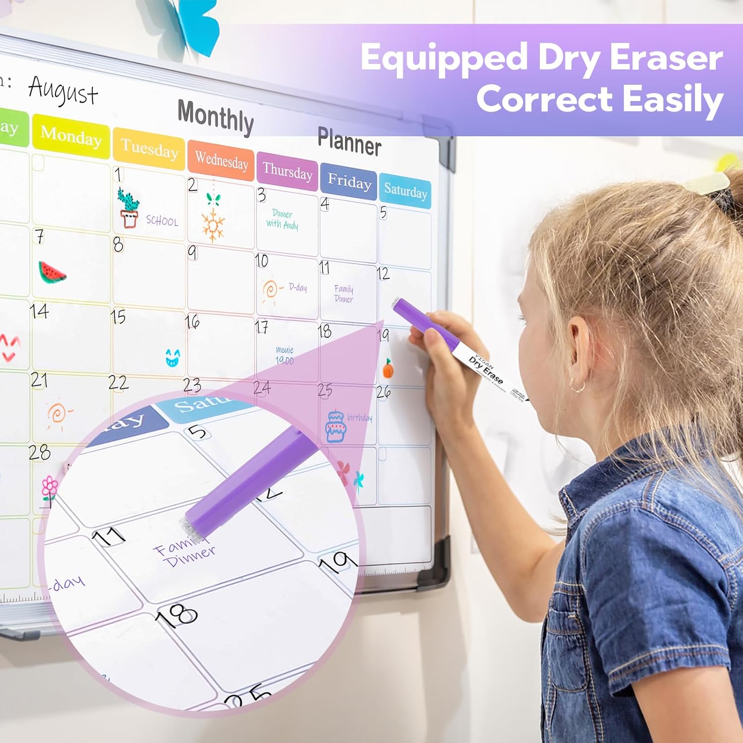 Magnetic Dry Erase Markers, 0.7mm Extra Fine, 12 Colours Low Odour - Image 3