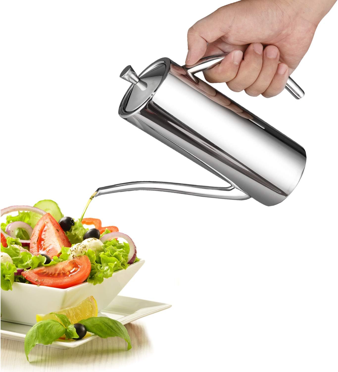 Olive Oil Dispenser with Drip-Free Spout SUS304 Stainless Steel Oil Can Pot - Image 7