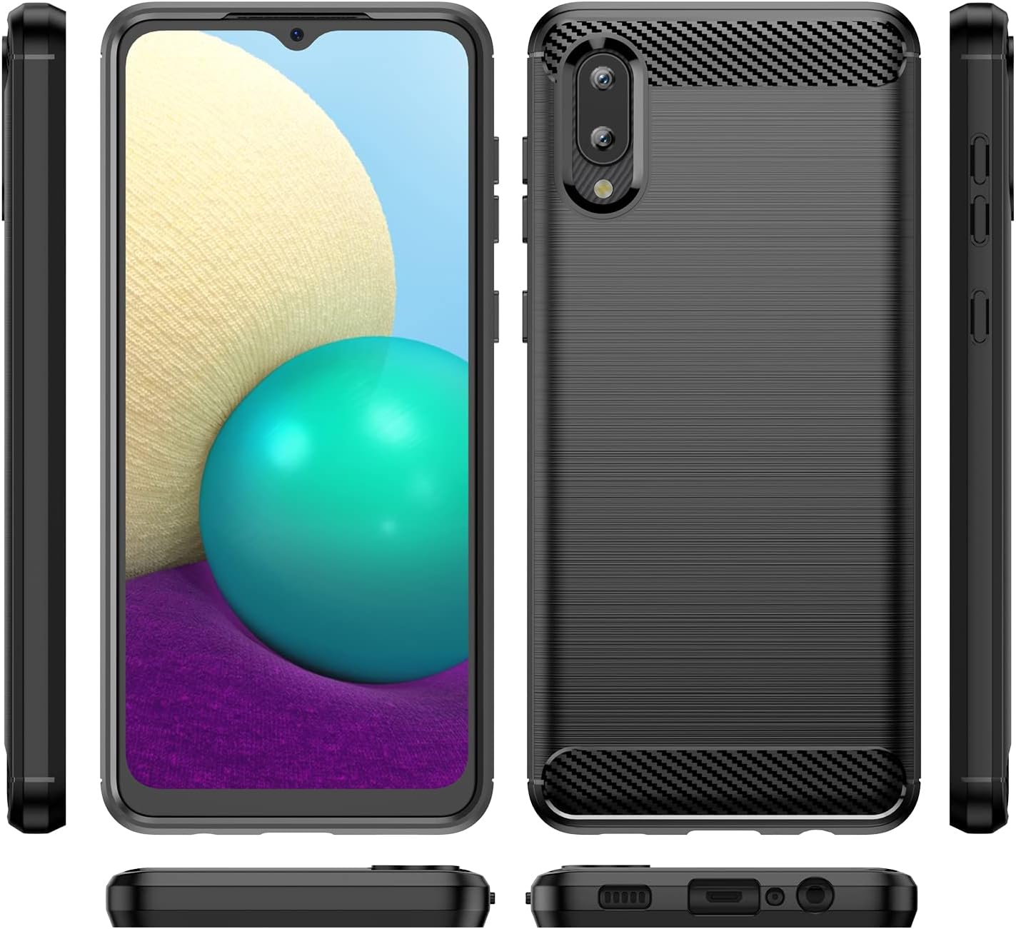 For Samsung Galaxy A02 Case w Tempered Glass Screen Protector - Black - Image 5