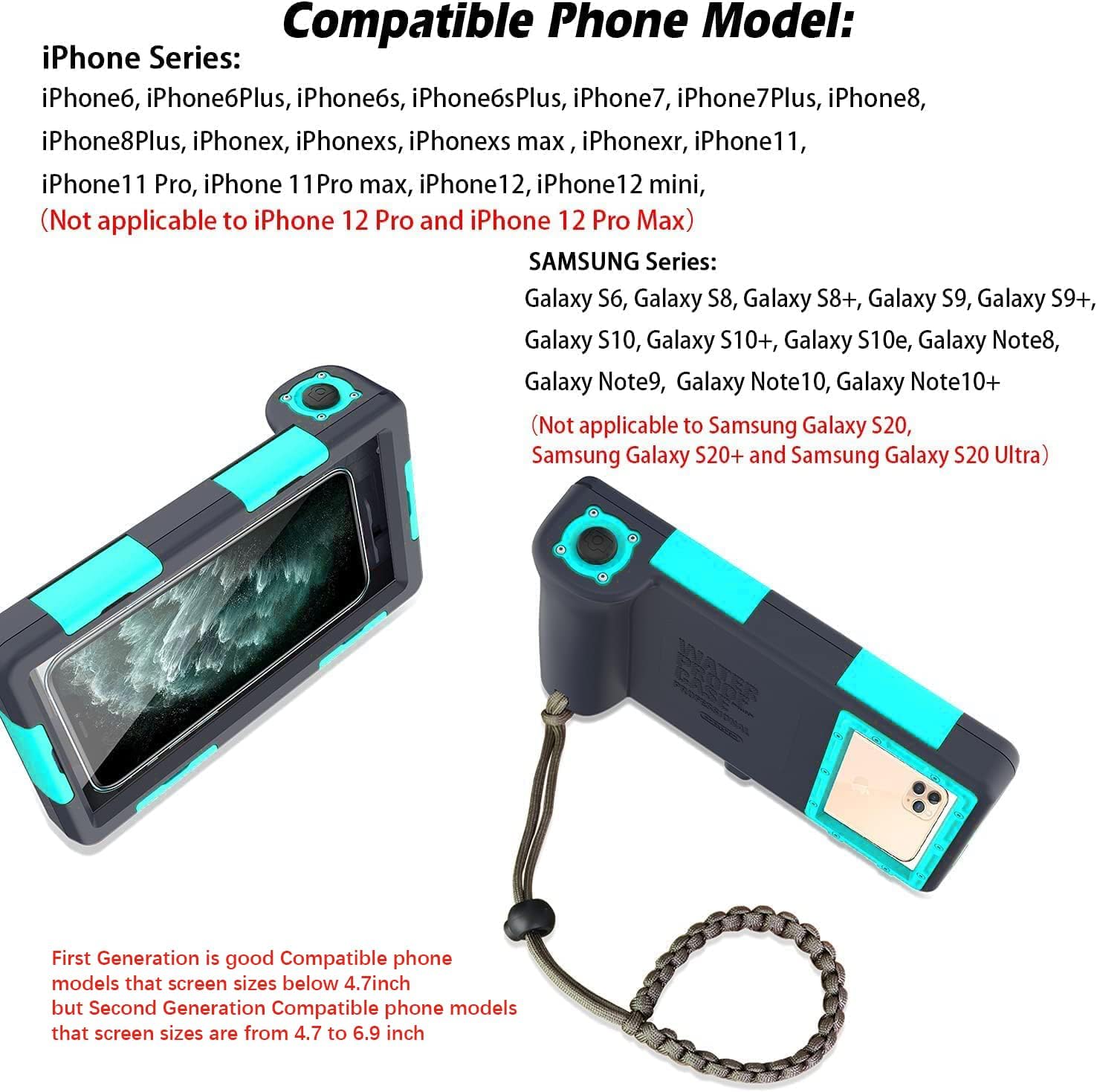 50ft Diving Universal Waterproof Cell Phone Case for Outdoor Swimming Black-Blue - Image 4
