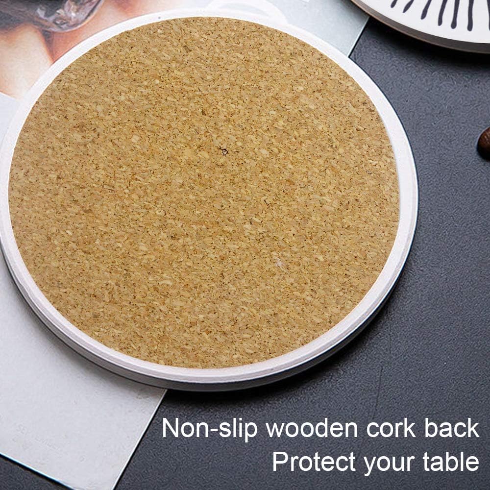 Drink Coasters with Holder, Stone Absorbent Coaster with Cork Backing Set of 6 - Image 4