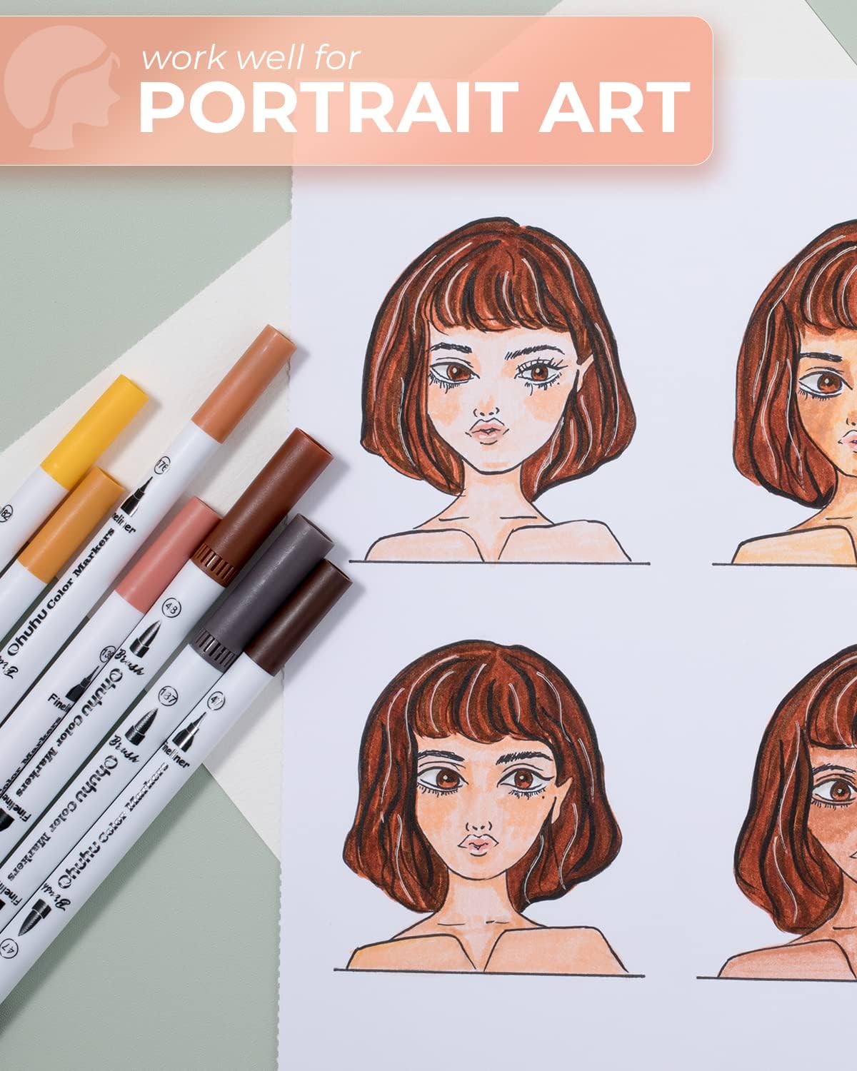 Skin Tone Markers 36-colors: Dual Tip Brush and Fineliner Markers for Adult - Image 4