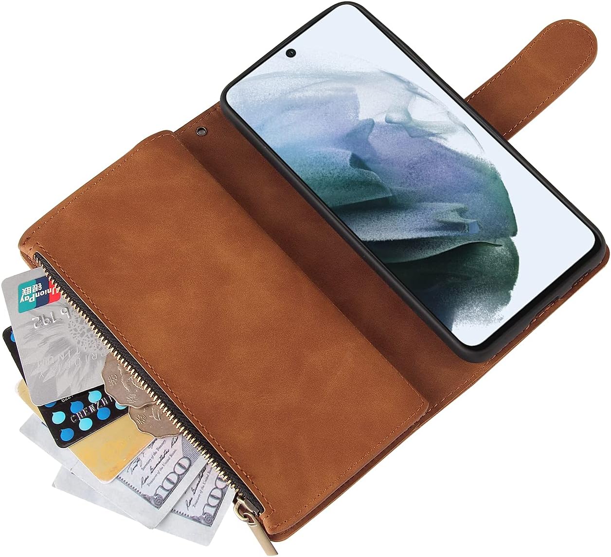 For Samsung Galaxy S21 FE Tempered Glass Screen Protector and Flip Wallet Case - Image 5