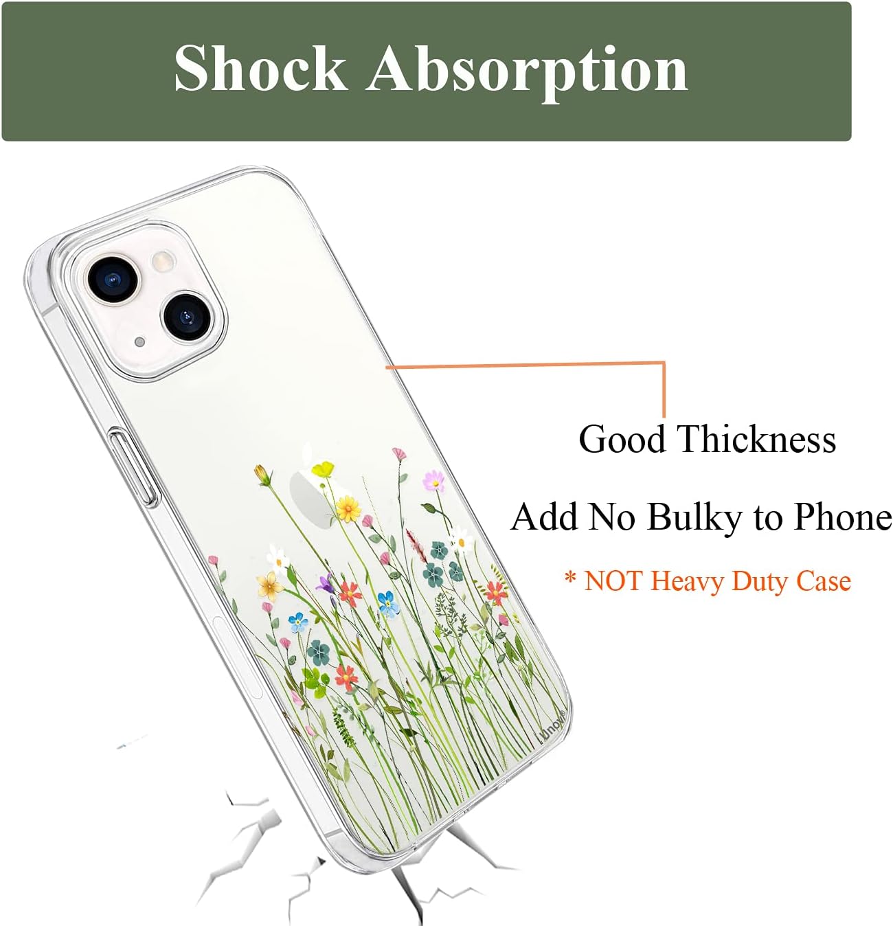 For iPhone 13 Mini Embossed Slim Protective 5.4 Inch Clear Case - Image 6