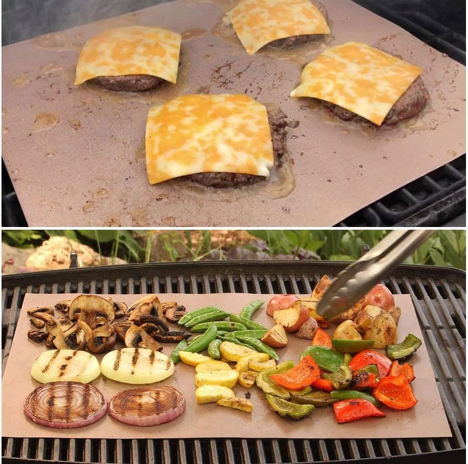 BBQ Grill Mat, 8 Pack(6 Solid Mats * 2 Mesh Mats) Non-Stick BBQ Baking Mats - Image 2