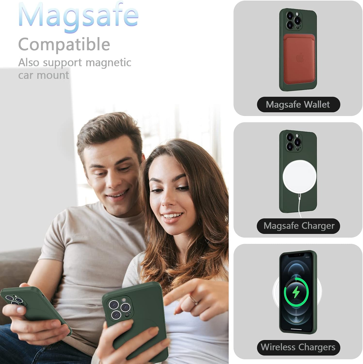 Silicone 6.7 inch, Slim Fit Soft Microfiber Case - Dark Green iPhone 14 Pro Max - Image 6