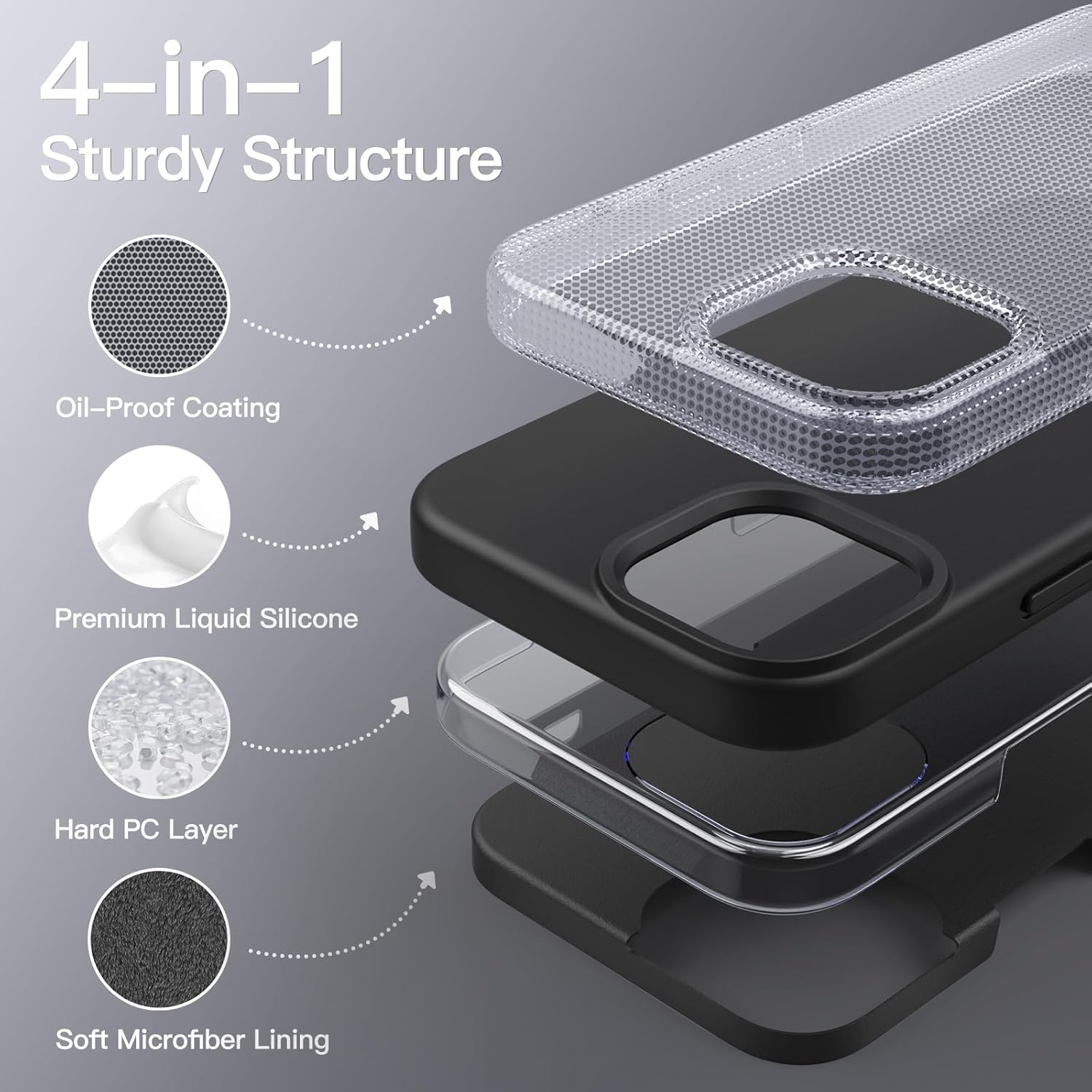 Silicone Case for iPhone 15 6.1", Silky-Soft Touch Full-Body Protective (Black) - Image 3