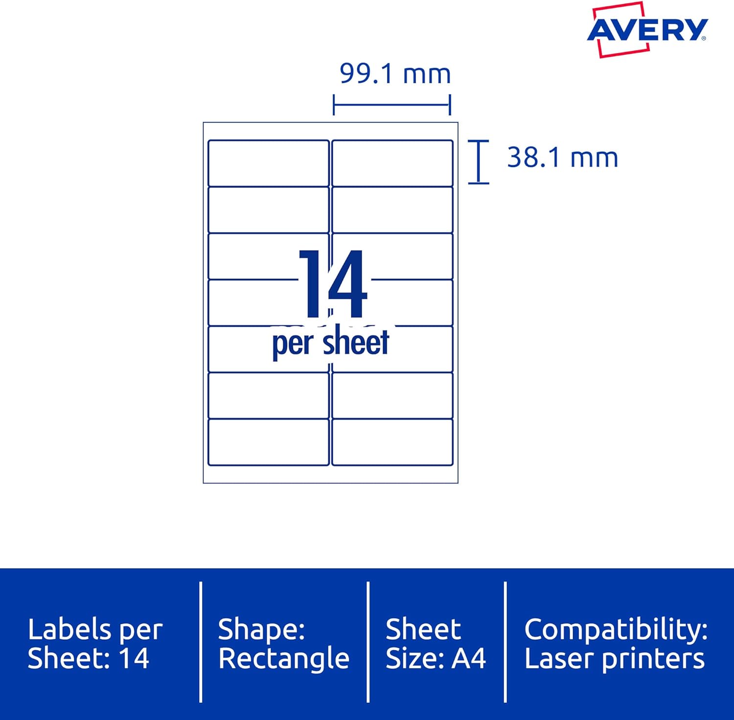Avery Shipping & Address Labels - White, 99.1 x 38.1mm, 1400 Labels / 100 Sheets - Image 3
