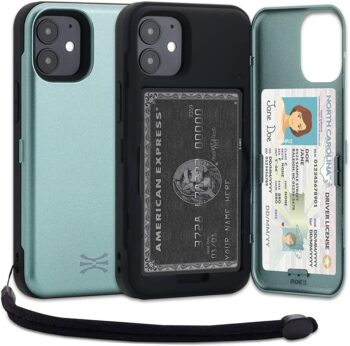 iPhone 12 Mini, with Card Holder | Slim Protective Shockproof Case - Green