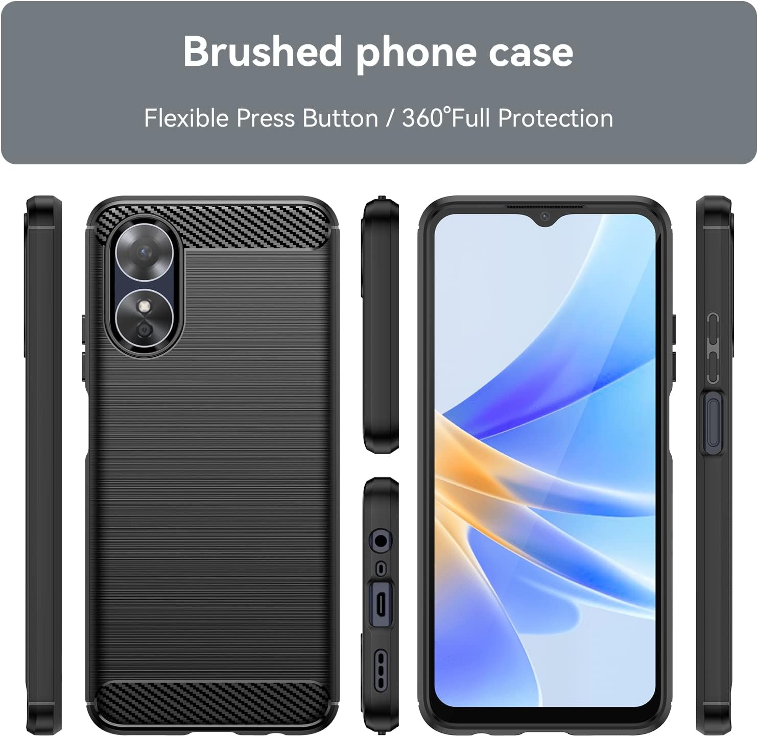 For Oppo A17 Shock-Absorption Soft Carbon Fiber Protective Case - Image 2