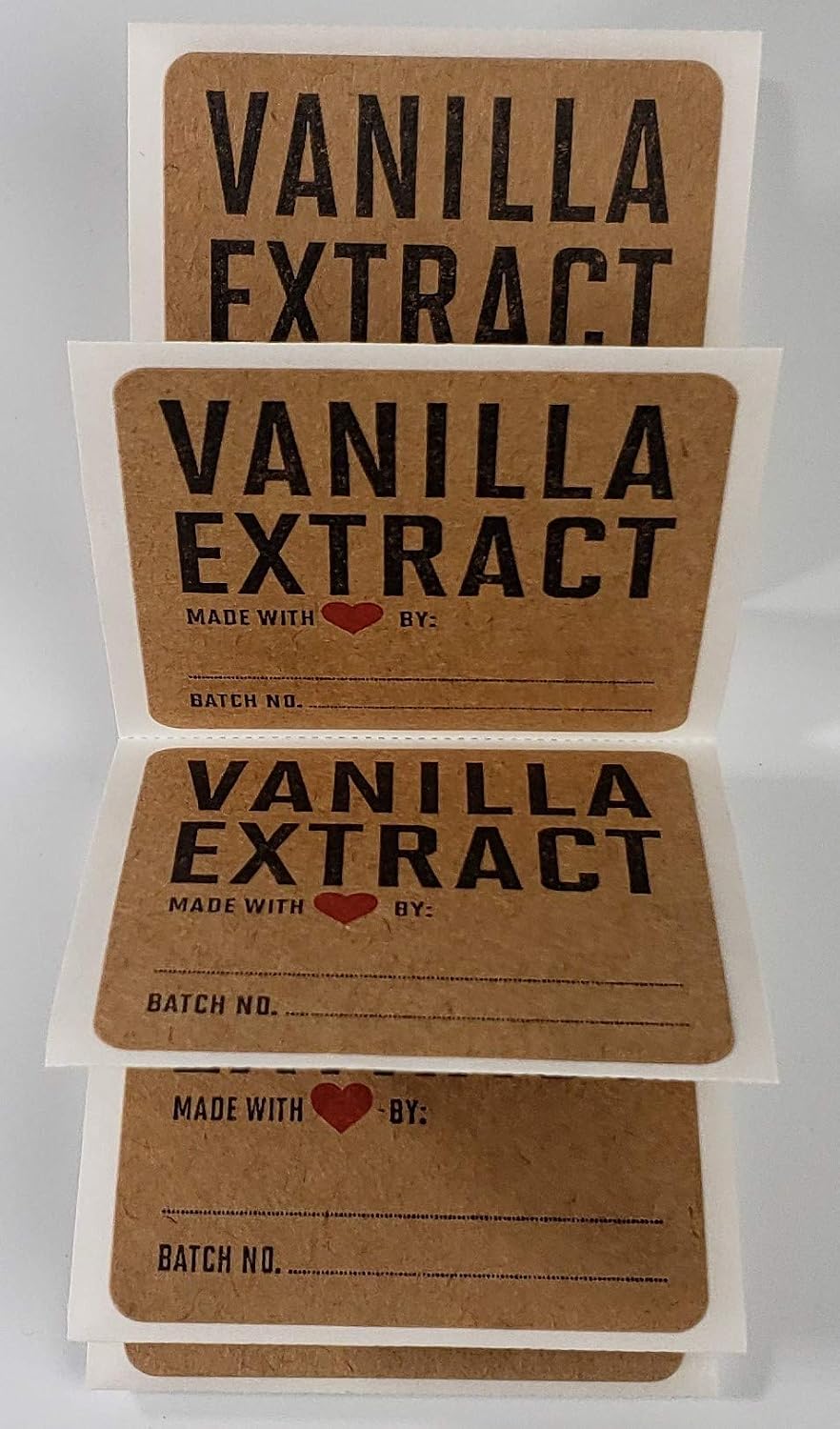 Vanilla Extract Labels on Kraft Paper (with Red Heart) - Package of 18 - Image 3