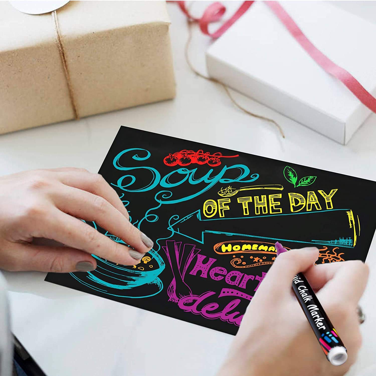 Chalk Markers, 24 Vibrant Colors Liquid Chalk Markers Pens for Chalkboards - Image 8