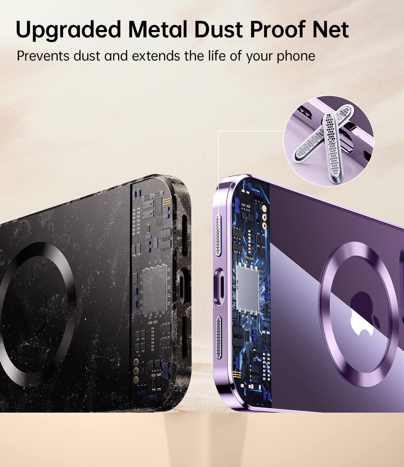 For iPhone 13 Pro Max Clear Magnetic Slim Case with Camera Protector - Purple - Image 5