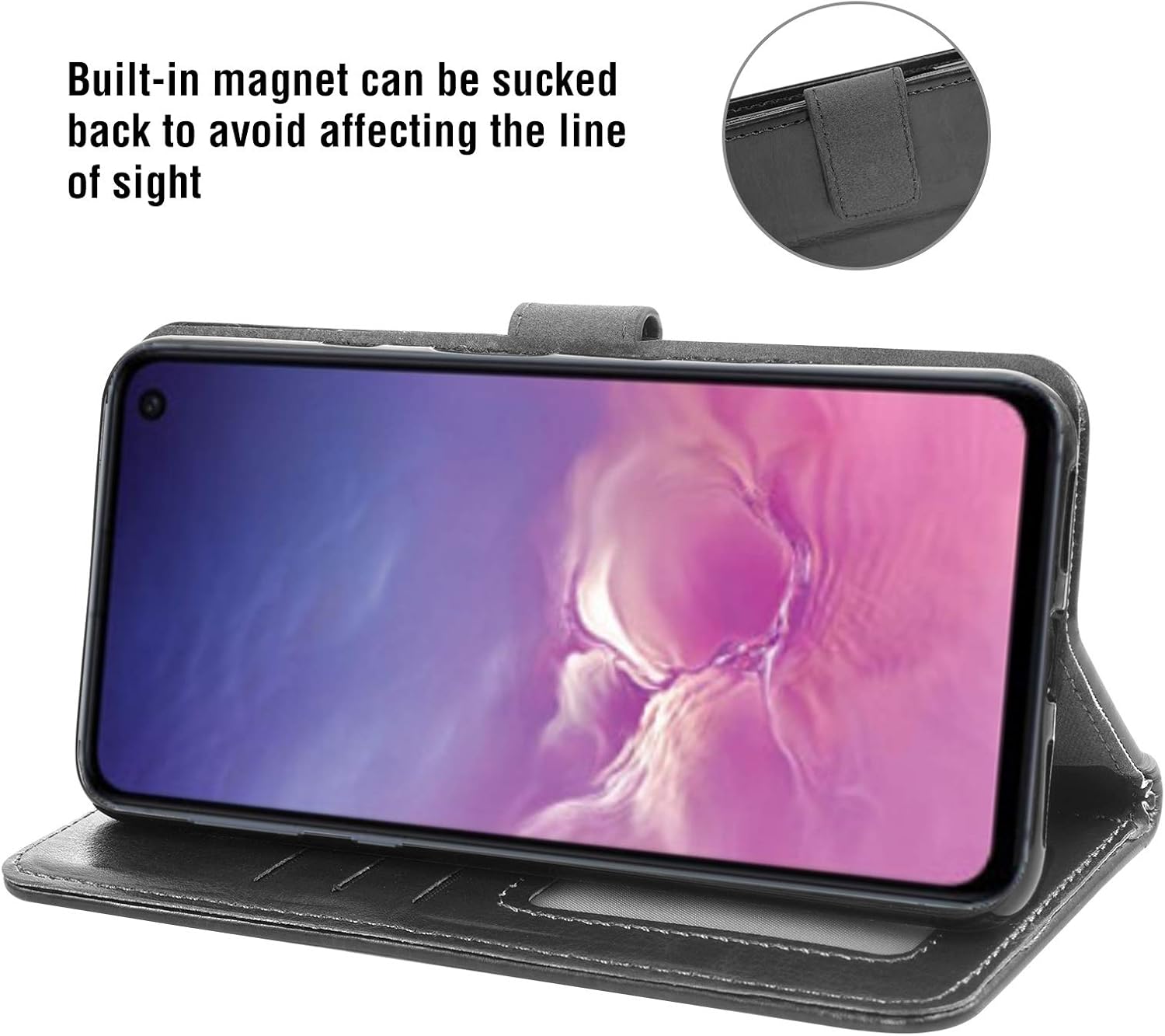 Samsung Galaxy S10e Tempered Glass Screen Protector and Leather Flip Wallet Case - Image 4
