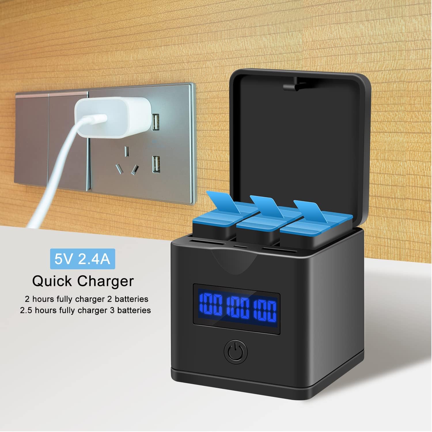 Battery Charger Compatible for GoPro Hero 10, GoPro Hero 9 Black, 3-Channel - Image 4