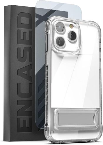 Kickstand Case for iPhone 14 Pro Max with Screen Protector - Crystal Clear