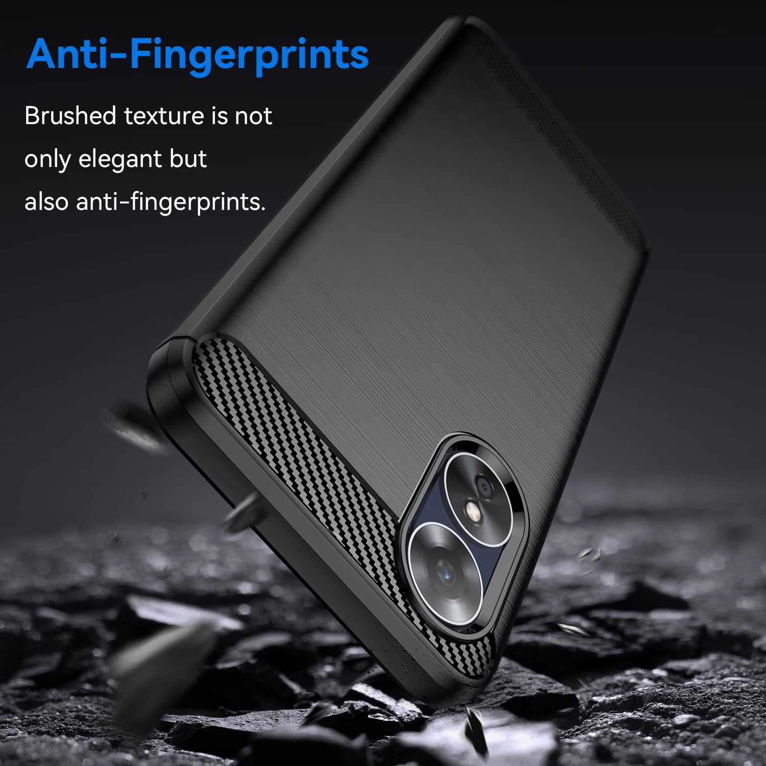 For Oppo A17 Shock-Absorption Soft Carbon Fiber Protective Case - Image 3