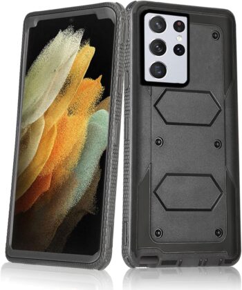 For Samsung Galaxy S21 Ultra 5G, Hybrid Shockproof Full Body Protective - Black