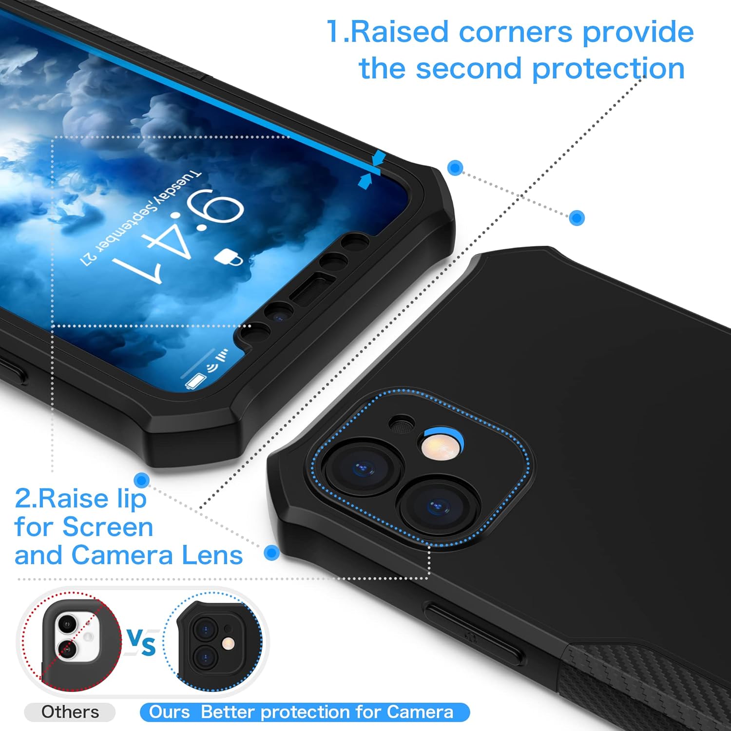 For iPhone 11 Case with 2 x Glass Screen Protector Full Camera Lens Protection - Image 4