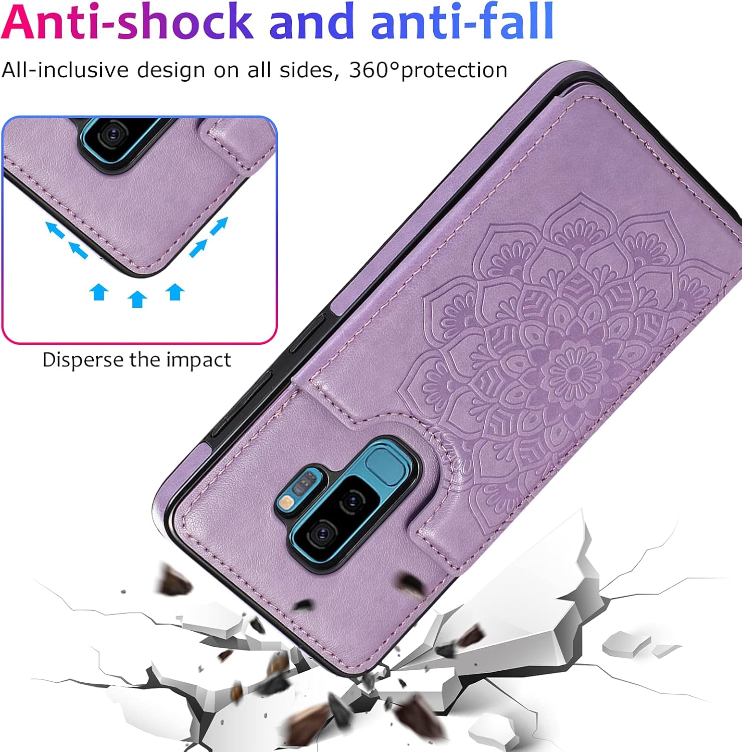 Case for Samsung Galaxy S9 Plus with Tempered Glass Screen and Wallet Case - Image 5