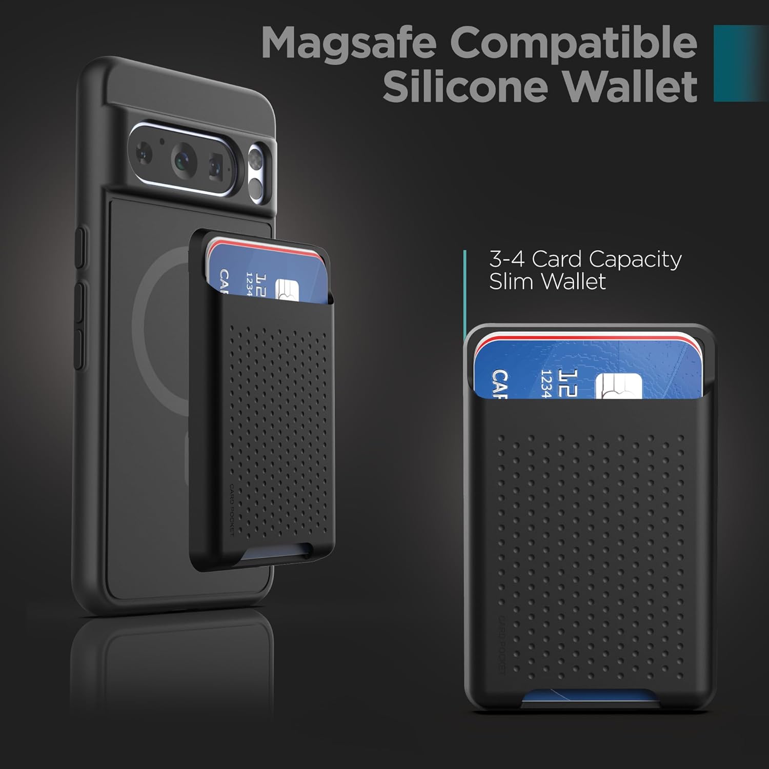 Magnetic Wallet Case Designed for Google Pixel 8 Pro (2023) Slim-Fit (Black) - Image 3