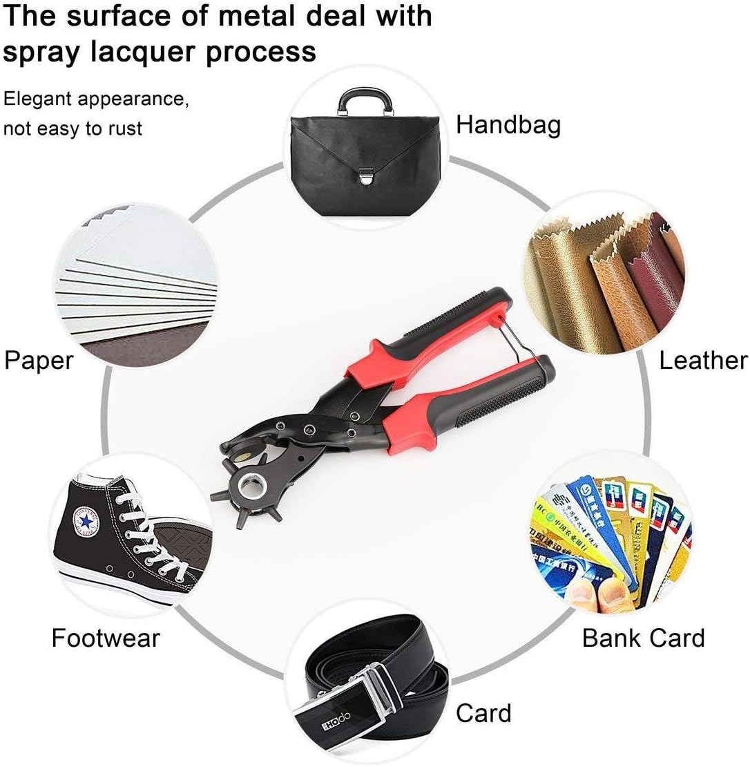 Leather Hole Punch Set, Revolving Punch Plier Kit, Multi Hole Sizes Maker Tool - Image 3
