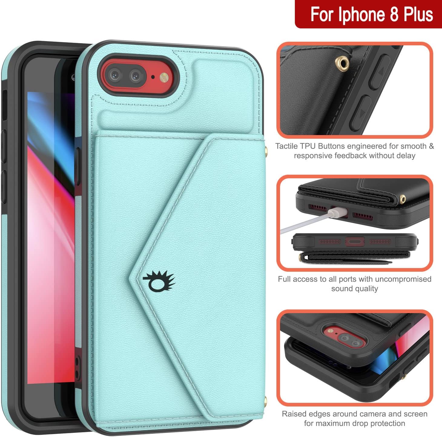 For iPhone 8 Plus Stylish PU Leather Crossbody, Kickstand Wallet Case - Image 3