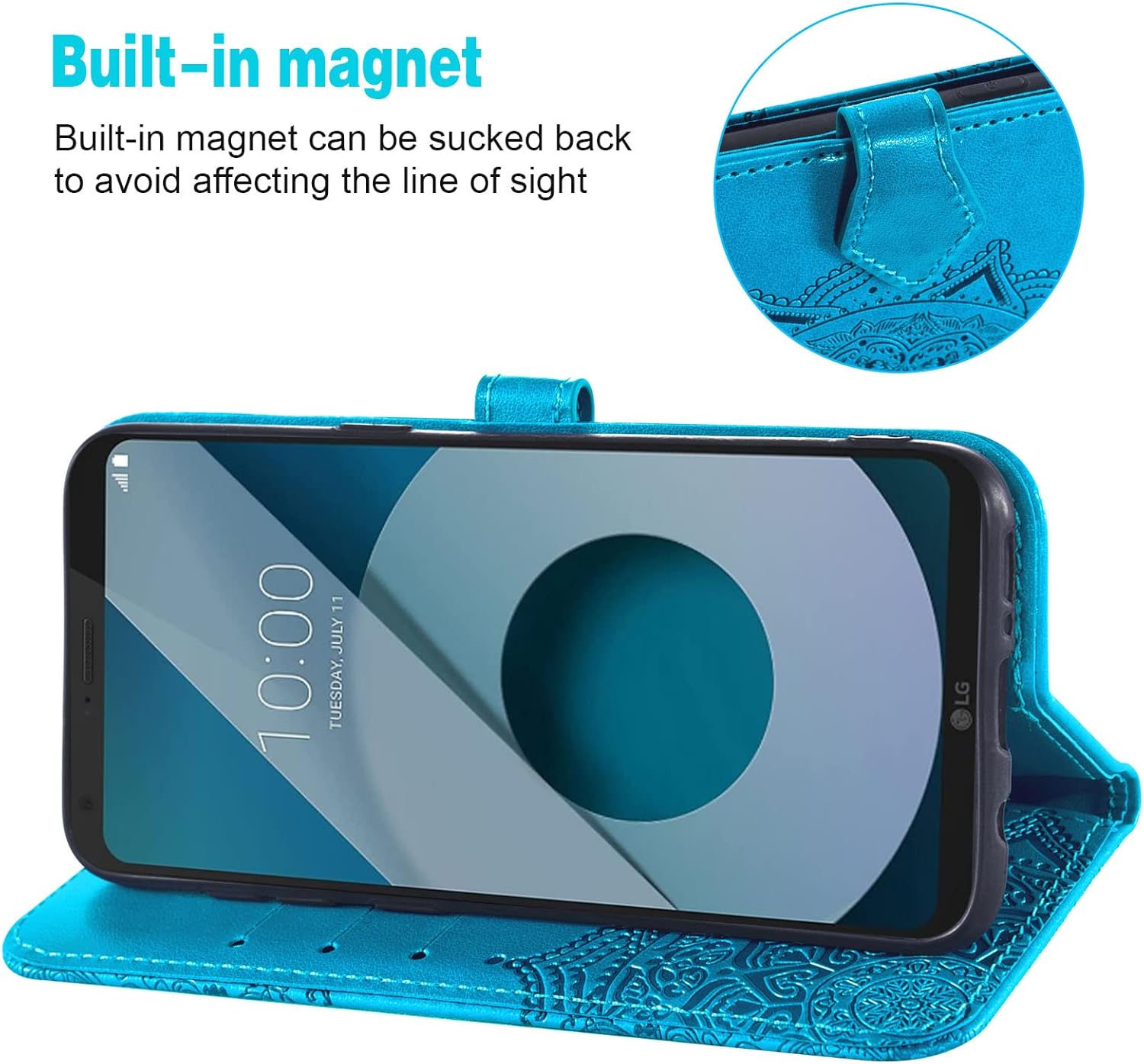 LG Q6/Q6 Plus/Q6 Mini Tempered Glass Screen Protector and Leather Wallet Case - Image 4