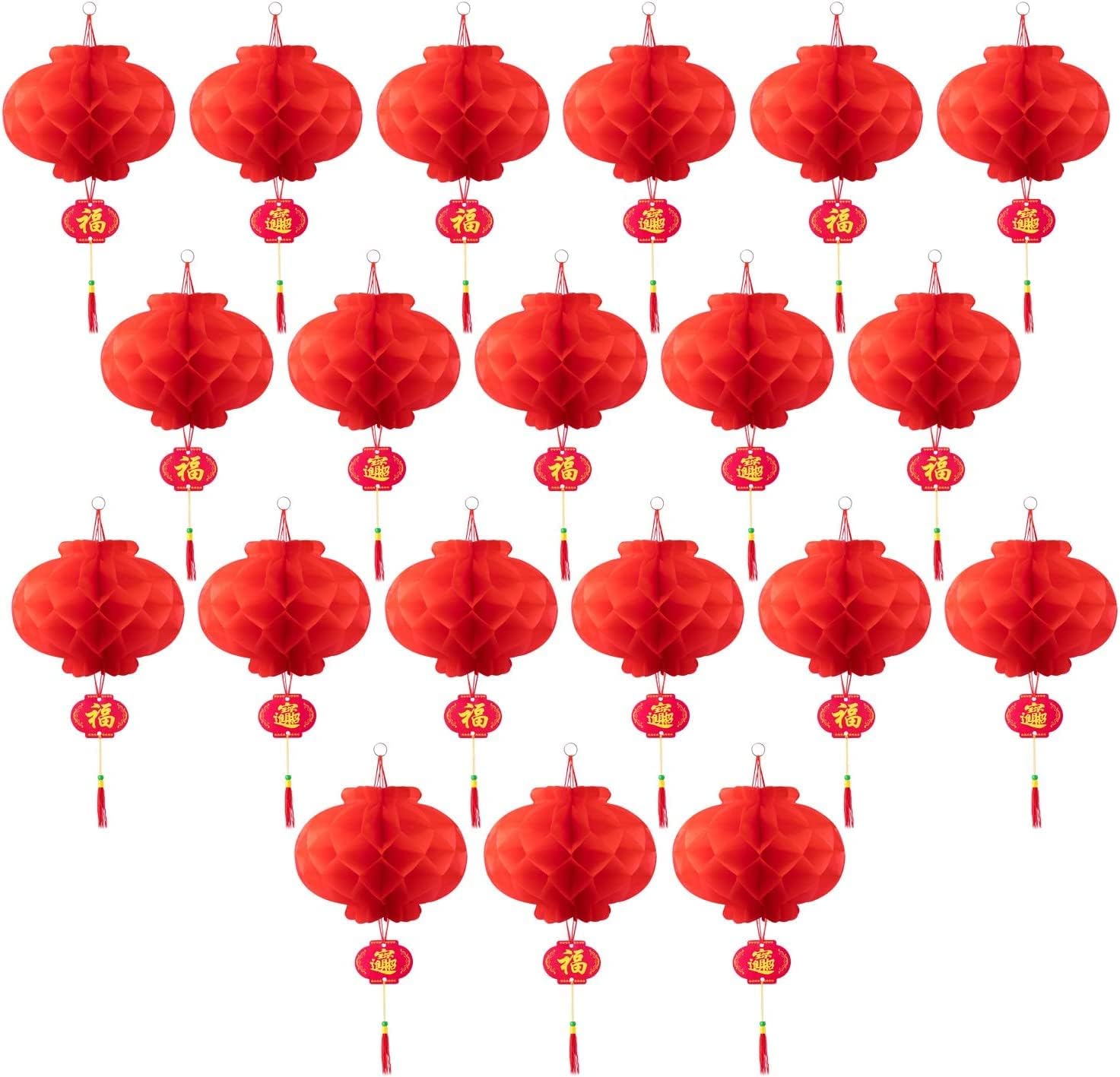 20 Pieces 10 Inch Chinese Red Paper Lanterns Festival Decorations for New Year