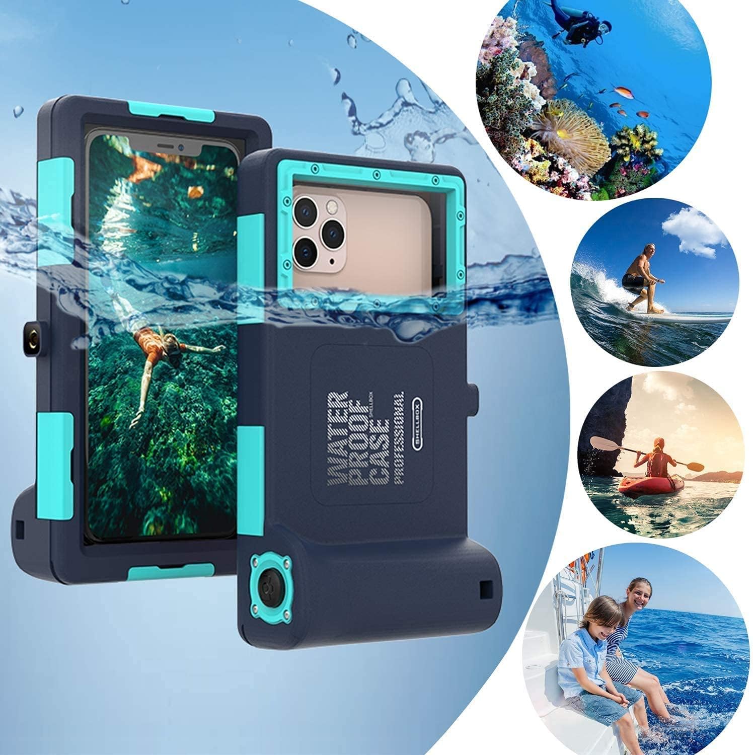 50ft Diving Universal Waterproof Cell Phone Case for Outdoor Swimming Black-Blue - Image 6