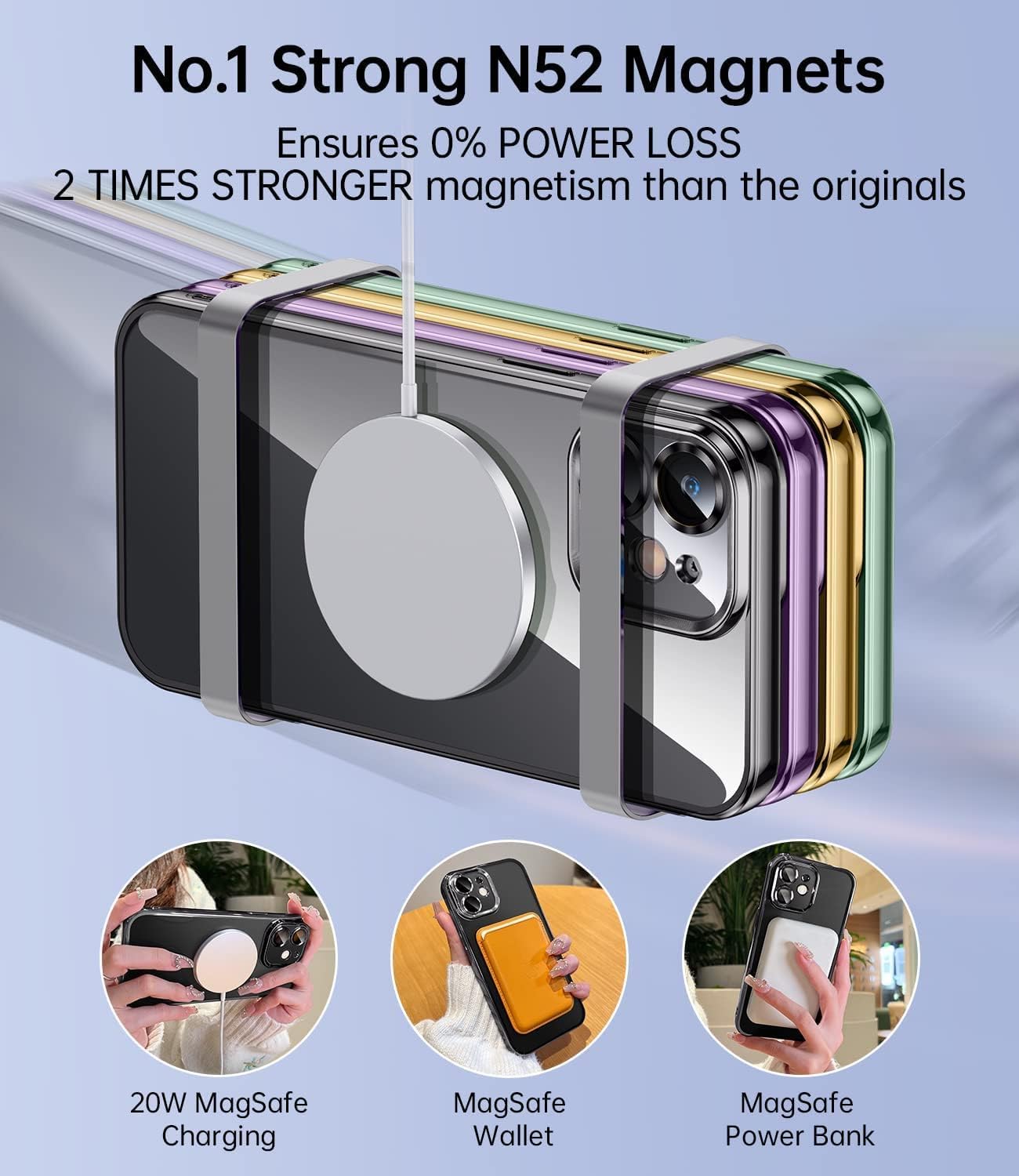 iPhone 11, Military Grade Clear Magnetic Slim Protection Case w Camera Protector - Image 4