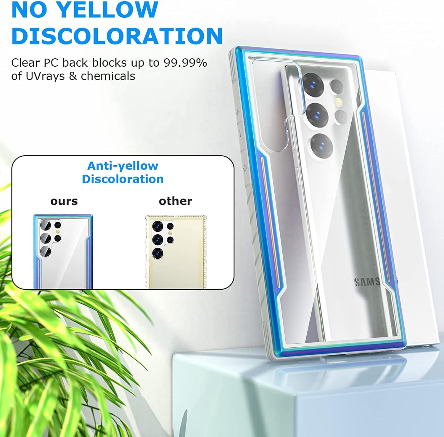 Case for Samsung Galaxy S22 Ultra, Heavy Duty Shockproof Slim Case - Iridescent - Image 7