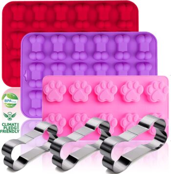 Silicone Molds Puppy Dog Paw and Bone Molds for Baking, Chocolate Molds