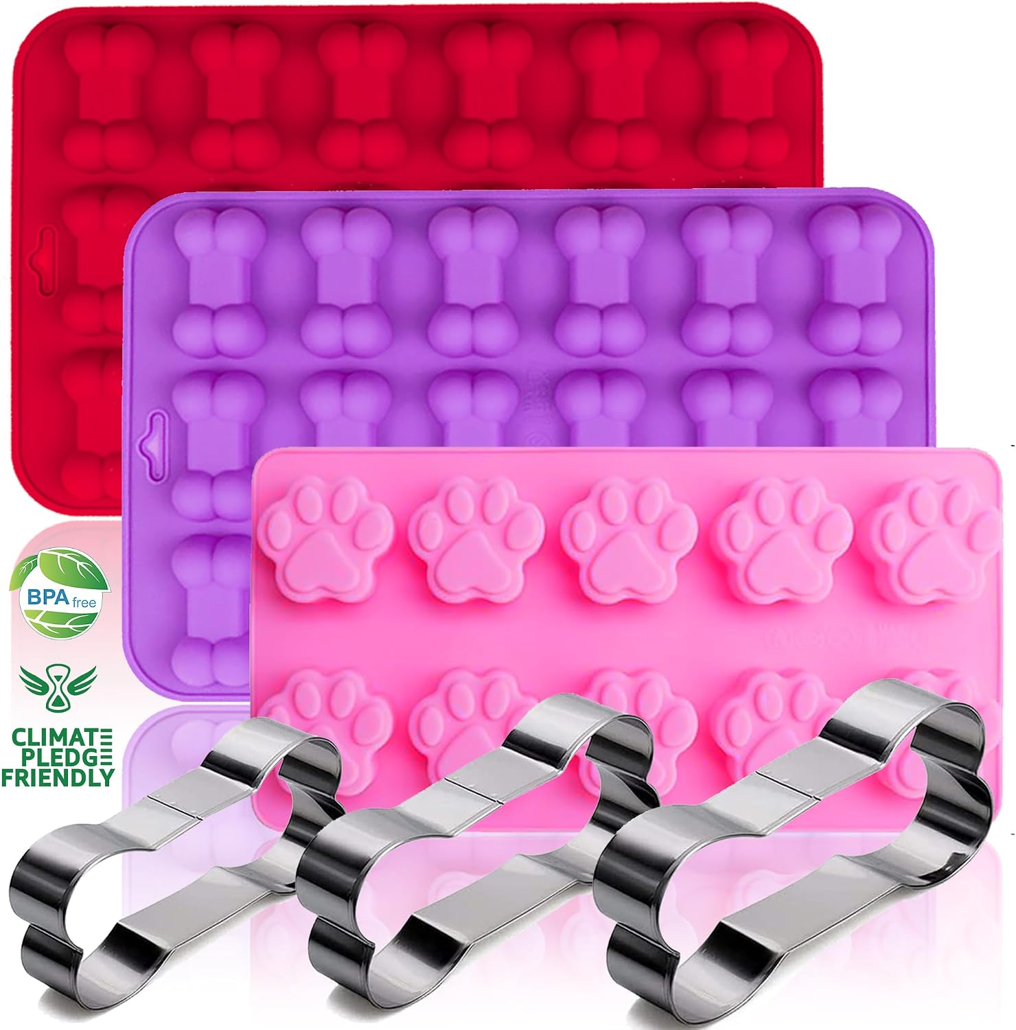 Silicone Molds Puppy Dog Paw and Bone Molds for Baking, Chocolate Molds