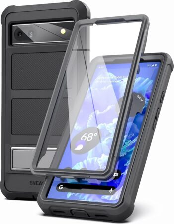 (Google Pixel 6a 2022) Case with Kickstand, Protective Built-in Screen Protector
