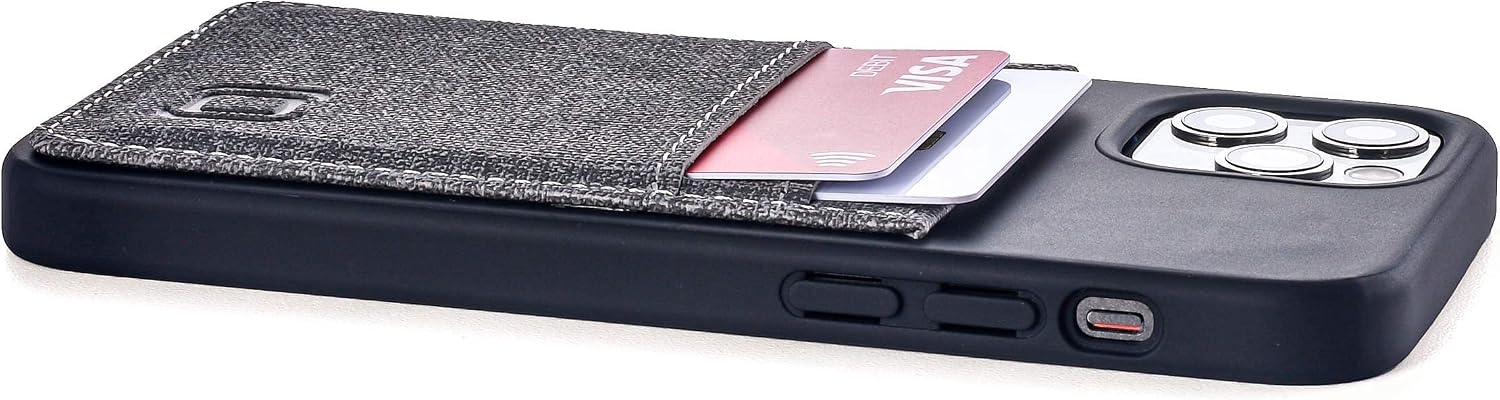 iPhone 12/ 12 Pro Wallet Case: Hidden Metal Plate for Magnetic Mounting - Grey - Image 5