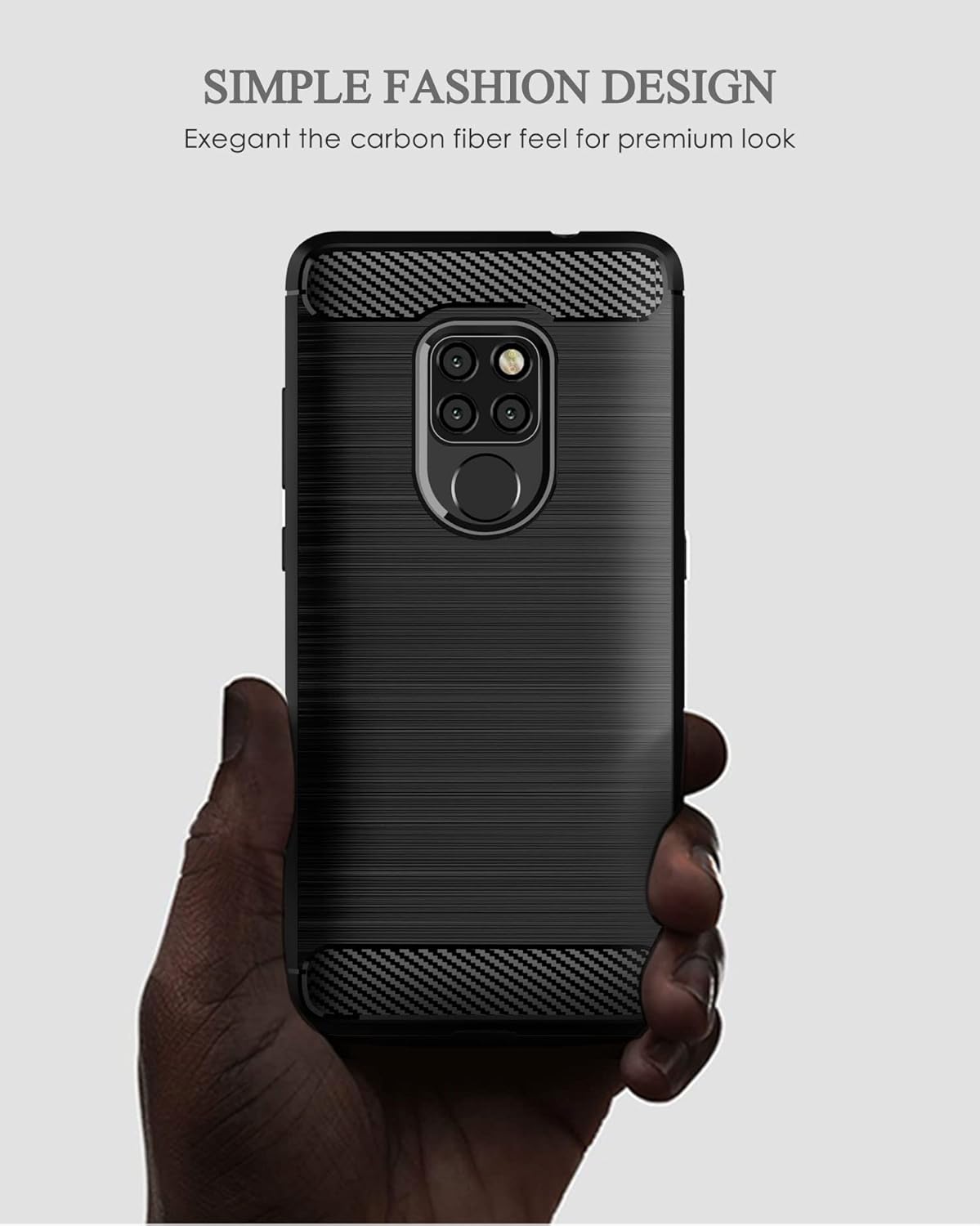 For Huawei Mate 20 Slim Thin Case w Tempered Glass Screen Protector - Black - Image 5